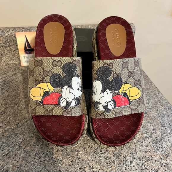 Gucci Shoes - Gucci x Disney Mickey Mouse Platform Slides Size 38 (bin#6)